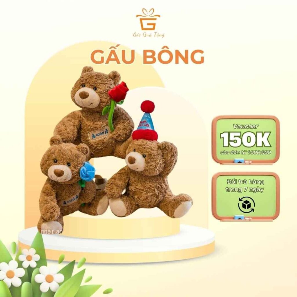 Chú gấu bông góc quà tặng